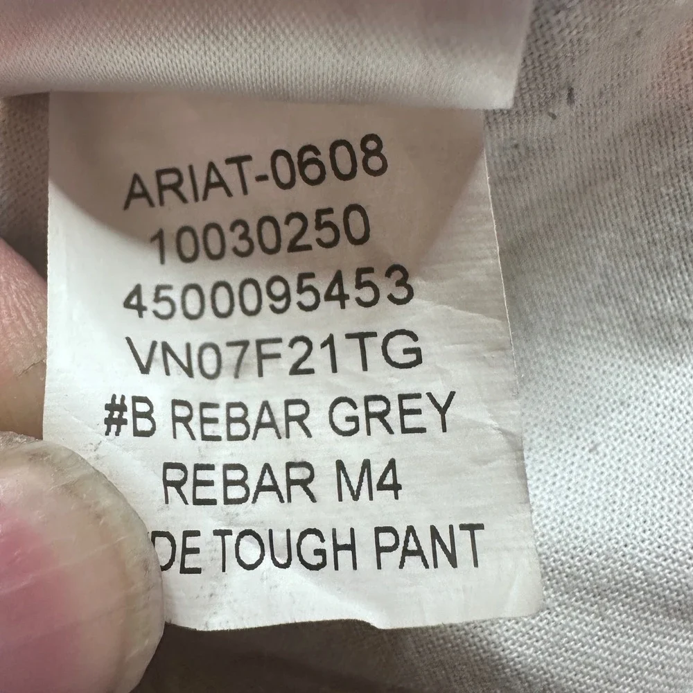 Ariat M4 Pants Mens 36x36 Grey Rebar Relaxed Straight Tough Canvas Utility Work